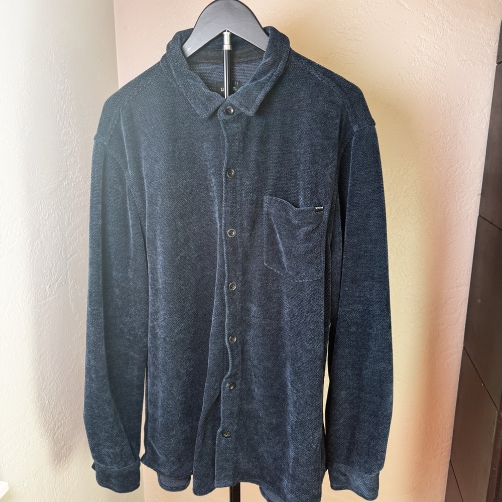 Union SEA/WA Navy Textured Knit Button Up Shacket Shirt Jacket Size XXL